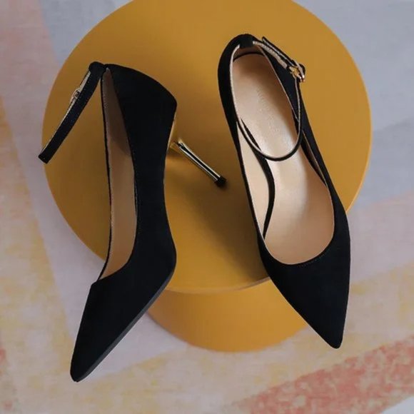 One word with high heels, fluffy professional single shoes - Picture 3 of 5